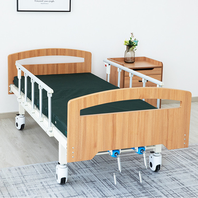 Tempat Tidur Rumah Sakit Manual yang Dapat Diatur Kembali Menaikkan Tempat Tidur Gaya Rumah Sakit Kepala Tempat Tidur Kayu Dengan Rel